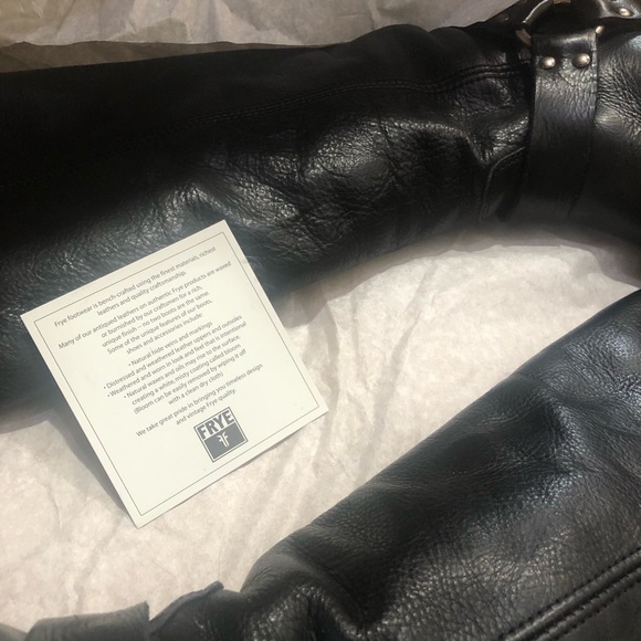 Frye Women’s Black Leather Phillip Harness Tall Boots Sz 7 - Picture 9 of 10